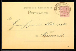 "CÖLN (RHEIN) - NIEDERLAHNSTEIN ZUG 52" (verstümmelte 5) - Bahnpost-Ovalstempel, Auf GS-Postkarte 5 Pfg In 1886 Nach Neu - Autres & Non Classés