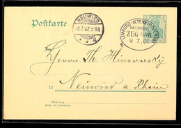 "LIMBURG-ALTENKIRCHEN ZUG 986" - Bahnpost-Ovalstempel, Auf GS-Postkarte 5 Pfg Germania Mit Absenderangabe Aus Langenhahn - Otros & Sin Clasificación