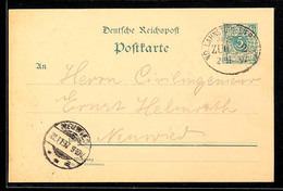 "ND.LAHNSTEIN-SIERSHAHN ZUG 2" - Bahnpost-Ovalstempel, Auf GS-Postkarte 5 Pfg Krone/Adler Mit Absenderangabe Aus Aubach  - Otros & Sin Clasificación