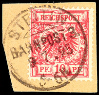 "STETTIN BAHNPOST 3. 9 7.95" - Kreis-Obersegmentstempel, Klar Auf Briefstück 10 Pfg, Katalog: 47 BS - Autres & Non Classés