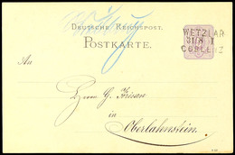 "WETZLAR 31/8 I COBLENZ" - Bahnpost-L3, Nebst Hs. Stationsaufgabevermerk "Weilburg" Auf GS-Postkarte Nach Oberlahnstein, - Sonstige & Ohne Zuordnung