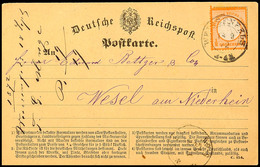 1/2 Gr. Orange, Kleiner Schild, Mit Preussen-K2 "WEISSENFELS 18 9 72" (OPD Merseburg) Auf Postkarte Nach Wesel, Katalog: - Autres & Non Classés