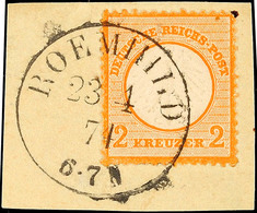 2 Kr. Orange Mit Ekr. "ROEMHILD 23.4.74", Auf Briefstück, Teils Flache Zähnung, Altsignaturen, Geprüft Krug BPP, Mi. 250 - Other & Unclassified