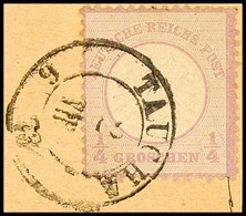 1/4 Gr. Grauviolett Mit Sachsen-DKr. "TAUCHA 2 VII 73", Auf Briefstück, Mi. 130.-, Katalog: 16 BS - Other & Unclassified