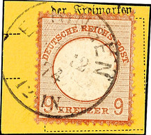 9 Kr. Rötlichbraun Mit EKr. "ERFINGEN ... 12/74", Auf Briefstück, Tadellos, Geprüft Krug BPP, Mi. 550.-, Katalog: 27a BS - Sonstige & Ohne Zuordnung