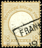 18 Kr Großer Schild Ockerbraun Mit Sauberem Rahmenstempel "FRANKFURT A. M. WESTENDE 19 .. .. * ..-..", Farbfrisch Und Gu - Sonstige & Ohne Zuordnung