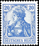 20 Pfg Germania (II), Inschrift "Deutsches Reich", Lilaultramarin, Tadellos Ungebraucht Mit Originalgummierung, Fotoatte - Sonstige & Ohne Zuordnung