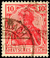 10 Pf. Germania Kriegsdruck In F-Farbe Tadellos Gestempelt, Gepr. Oechsner BPP, Mi. 200,-, Katalog: 86IIf O - Sonstige & Ohne Zuordnung
