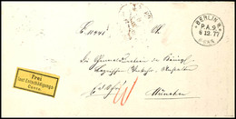 1874, Eisenbahngebührenzettel, Allseits Voll- Bis Breitrandig Auf Innen Nicht Kompletter Faltbriefhülle Aus BERLIN P.A.9 - Other & Unclassified