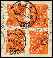 5 Mark Posthorn Mit Violettschwarzem "Regierung"-Aufdruck In Type II Im Viererblock Auf Pracht-Briefstück (waagerechte B - Andere & Zonder Classificatie