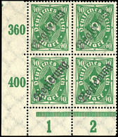 40 M. Posthorn, Aufdrucktype II, 4er-Block Mit Linker Unterer Bogenecke (Plattendruck), Tadellos Postfrisch, Unsigniert, - Other & Unclassified