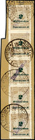 2 Mrd. M. Korbdeckel Durchstochen Mit Violettem Handstempelaufdruck "Dienstmarke", Senkrechter 5er-Streifen Auf Briefstü - Sonstige & Ohne Zuordnung