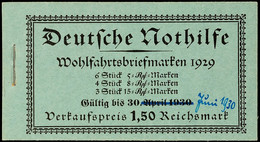 Nothilfe 1929, Gültigkeitsdauer Handschr. Korrigiert, Postfrisch (H-Blätter Leichte Anhaftungen), Mi. 1.200.-, Katalog:  - Booklets