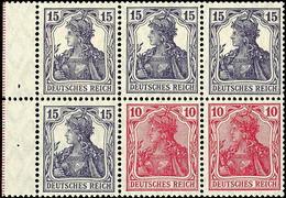 Germania 1918, 10 + 15 Pfg, Heftchenblatt-Rand Durchgezähnt, Ungebraucht, Mi. 420,-, Katalog: H.-Bl.19aaA * - Sonstige & Ohne Zuordnung