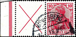 X + 10 Pfg. Germania-Zusammendruck, Gestempeltes, Sehr Gut Gezähntes Kabinettstück Mit Linkem Rand, Mi. 600.-, Katalog:  - Other & Unclassified