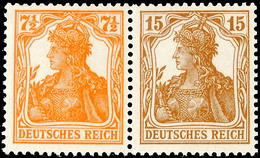 7 1/2 Pfg Germania Orange Und 15 Pfg Germania Gelbbraun Als Waagerechter Zusammendruck, Tadellos Ungebraucht, Fotobefund - Autres & Non Classés