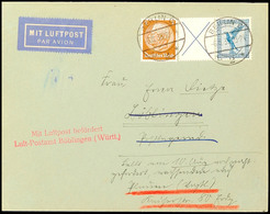 X+20 Pfg Flug 1930/31 Mit Hindenburg 3 Pfg (Nr. 483) Auf Luftpostbrief Von BERLIN 6.8.33 Nach Böblingen Mit Luftpostbest - Sonstige & Ohne Zuordnung