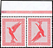 10+10 Pfg Rot Im Kehrdruck, Tadellos Postfrisch Vom Oberrand, Unsigniert, Luxus, Mi. 350,-, Katalog: K7 ** - Sonstige & Ohne Zuordnung