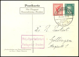 1927, 8 Pfg Beethoven Neben 10 Pfg Flugpost (Steinadler) Als Privatganzsache "Hindenburg" Mit Sonderstempel "BRAUNSCHWEI - Other & Unclassified