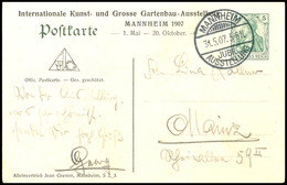 1907, "Mannheim, Jubiläums-Ausstellung, Internationale Kunst- Und Grosse Gartenbauausstellung", Vs. Dreizeiliger Anlasst - Altri & Non Classificati