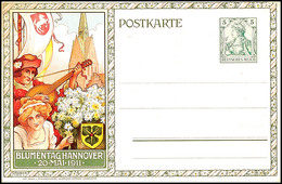 1911, 5 Pfg Privat-GS-Postkarte, Blumentag Hannover 1911, Abb. Manodolinenspieler U. Blumenfee, Ungebraucht, Katalog: PP - Other & Unclassified