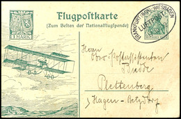 Sonderpostkarte 5 Pfg Germania + 1 M. "Zum Besten Der Nationalflugspende" Mit Bildzudruck Eines Doppeldeckers Mit Ovalst - Sonstige & Ohne Zuordnung