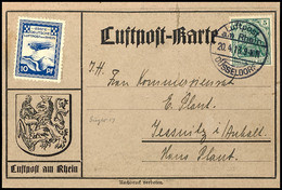 10 Pfg Zeppelinflugtage Düsseldorf Mit 5 Pfg Germania Auf Entsprechender Luftpost-Karte Von "Luftpost Am Rhein DÜSSELDOR - Poste Aérienne & Zeppelin