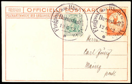 DARMSTADT 12.6.12, Flugpostmarke 10 Pfg Nebst 5 Pfg Germania Auf Bildpostkarte "Großherzogin" Nach Mainz, Katalog: 10DA1 - Other & Unclassified