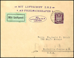 1924, Erste Amerikafahrt, Aufgabe Friedrichshafen, Brief Mit 100 M. Holztaube Von "FRIEDRICHSHAFEN LUFTPOST 15 SEP. 24"  - Other & Unclassified