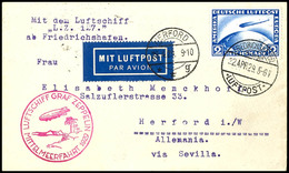 1929, Mittelmeerfahrt, Brief Mit 2 RM Zeppelin Von "FRIEDRICHSHAFEN LUFTPOST 22. APR 29" Nach Herford Mit Ankunftsstempe - Other & Unclassified