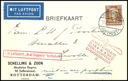 1929, Hollandfahrt, Abwurf Amsterdam Mit Auflieferung Friedrichshafen Und Rotem Ankunftsstempel 2, Karte Mit 50 Pfg. Bac - Andere & Zonder Classificatie