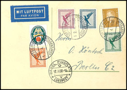 1930, Schweizfahrt, Bordpost Vom 12.4. Mit Abwurf Basel, Karte Mit Bunter Frankatur, Alle Stempel Vorderseitig, Pracht,  - Altri & Non Classificati