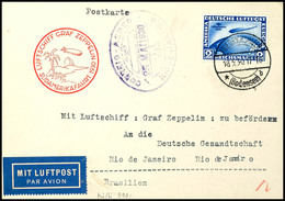 1930, Südamerikafahrt, Friedrichshafen Bis Rio De Janeiro, Karte Mit 2 RM. Südamerikafahrt Von "FRIEDRICHSHAFEN 18.5.30" - Autres & Non Classés