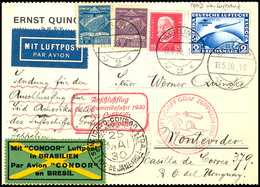 1930, Südamerikafahrt, Anschlussflug Ab Berlin Bis Rio, Karte Mit 2 RM. Südamerikafahrt Mit Plattenfehler I " 'Mond' übe - Sonstige & Ohne Zuordnung