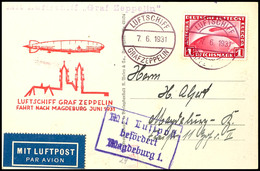 1931, Landungsfahrt Nach Magdeburg, Bordpost Nach Magdeburg, Fotokarte "Luftschiffhalle Mit LZ 127 'Graf Zeppelin' Bei N - Other & Unclassified