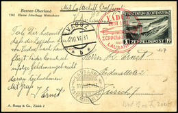 1931, Fahrt Vaduz-Lausanne, Ansichtskarte "Berner-Oberland" Mit 1 Fr. Zeppelin Mit Postsonderstempel "VADUZ JUNI 1931" N - Altri & Non Classificati