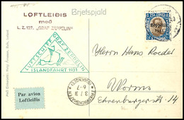 1931, Islandfahrt, Isländische Post, Fotokarte über "Zeppelin über Reykjavik" Mit 1 Kr. Zeppelinmarke Nach Worms Mit Ank - Autres & Non Classés