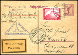 1931, Österreichfahrt, Post Nach Wien Mit Auflieferung Friedrichshafen, Ganzsachenkarte 15 Pfg Adler Mit 1 RM. Zeppelin  - Sonstige & Ohne Zuordnung