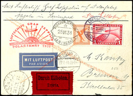 1931, Polarfahrt, Bordpost Bis Leningrad, Eilboten-Karte Mit 1 RM. Polarfahrt Und 50 Pfg Adler Mit Bordstempel "LUFTSCHI - Other & Unclassified