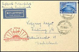 1931, Polarfahrt, Friedrichshafen Bis Leningrad, Brief Mit 2 RM. Polarfahrt Von "FRIEDRICHSHAFEN 24.7.31" Nach Freiburg  - Altri & Non Classificati