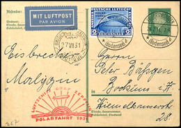 1931, Polarfahrt, Auflieferung Friedrichshafen Bis Malyguin, Ganzsachenkarte 8 Pfg Ebert Mit 2 RM. Polarfahrt Von "FRIED - Autres & Non Classés