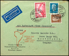 1932, 4. Südamerikafahrt, Auflieferung Friedrichshafen, Brief Mit 1 RM Zeppelin Und 25 Und 50 Pfg Reichspräsidenten Von  - Sonstige & Ohne Zuordnung