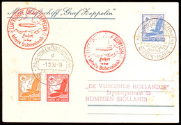 1938, Sudetenland-Fahrt LZ 130, Abwurf Reichenberg, Postkarte Mit Steinadler-FlugpostmarkenFrankatur Nach HOLLAND, Vorde - Sonstige & Ohne Zuordnung
