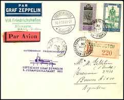 SUDAN: 1933, 8. Südamerikafahrt, Auflieferung Friedrichshafen, R-Brief Mit 5 Fr. Aufdruck-Ausgabe Und 10 Fr. Freimarke V - Autres & Non Classés