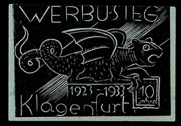 1933 Klagenfurt, WERBUSIEG 10 Jahre, Geschnittener (oben Tangiert) Schwarzer Wert Auf Türkisfarbenem Papier, Darstellung - Andere & Zonder Classificatie