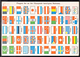 1936, Flaggen Der An Der Olympiade Beteiligten Nationen, Color Karte, Pass. Frankiert Mit MiNr. 611, Postalisch Beförder - Sonstige & Ohne Zuordnung