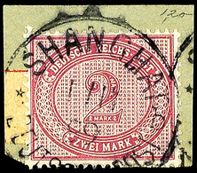 2 Mark Braunpurpur Auf Kabinett-Paketkarten-Briefstück Mit K1 SHANGHAI DP B 1.11.99 Gepr. Hartung, Katalog: V37e BS - Deutsche Post In China