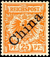 25 Pf. Diagonalaufdruck Dunkelorange Tadellos Ungebraucht, Fotobefund Dr. Hartung: "einwandfrei", Mi. 100,--, Katalog: 5 - Cina (uffici)