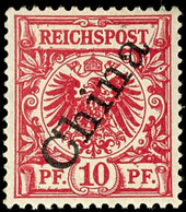 10 Pfg Dunkelrosa(rot), UV Gelblichorgange, Farbfrisches Kabinettstück, Ungebraucht Mit Originalgummierung Und Kleiner H - Chine (bureaux)