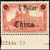 1/2 Dollar Auf 1M. , Friedensdruck, Vom Unterrand Mit HAN "2244a∙13" ( Ohne H) Ungebraucht, Gepr. Steuer BPP, Katalog: 4 - Chine (bureaux)